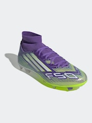 adidas Purple/White Adult F50 League Mid Firm Ground Boots - Image 3 of 11