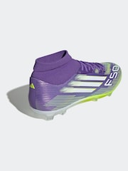 adidas Purple/White Adult F50 League Mid Firm Ground Boots - Image 4 of 11