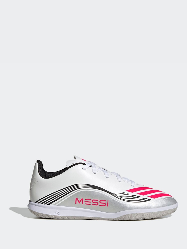 adidas White Blue Kids F50 Messi Club Indoor Boots - Image 1 of 12