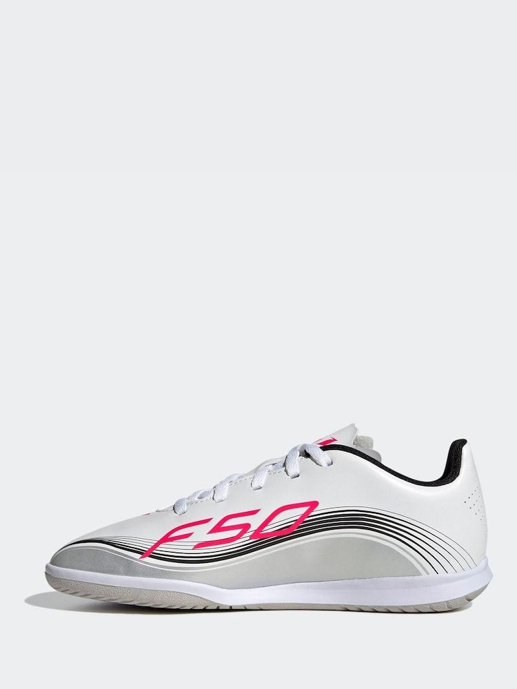 adidas White Blue Kids F50 Messi Club Indoor Boots - Image 2 of 12