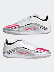 adidas White Blue Kids F50 Messi Club Indoor Boots - Image 7 of 12