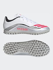 adidas White Blue Kids F50 Messi Club Turf Boots - Image 8 of 14