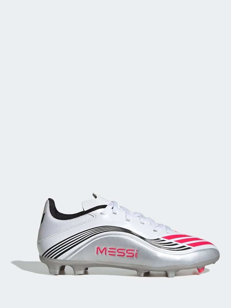 adidas White/Blue Kids F50 Messi League Firm/Multi Ground Boots - Image 1 of 10