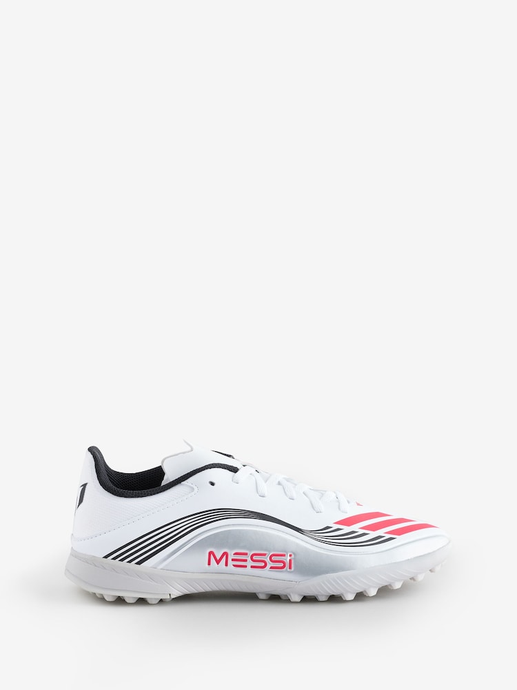 adidas White/Blue Kids F50 Messi League Turf Boots - Image 1 of 1 adidas White/Blue Kids F50 Messi League Turf Boots - Image 1 of 1