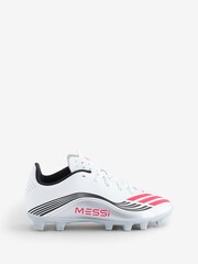 adidas White Blue Kids F50 Messi Club Firm Multi Ground Boots - Image 1 of 1