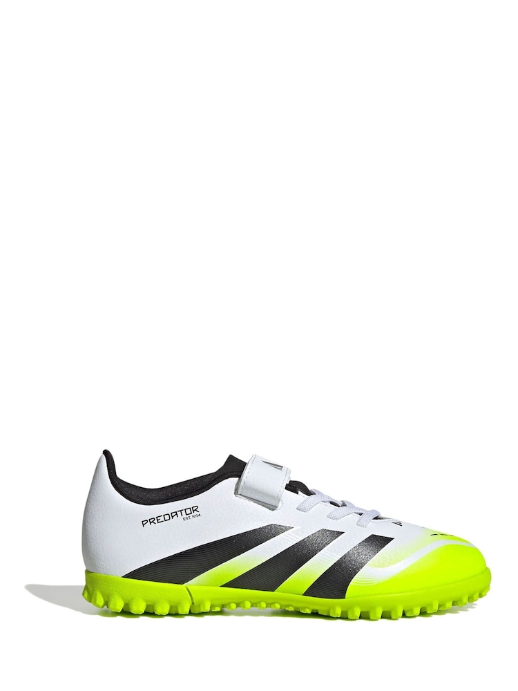 adidas White/Lemon Kids Predator Club Hook and Loop Turf Boots - Image 1 of 12