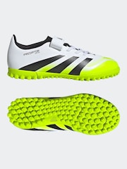 adidas White/Lemon Kids Predator Club Hook and Loop Turf Boots - Image 4 of 12