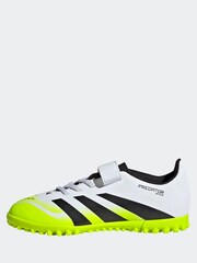 adidas White/Lemon Kids Predator Club Hook and Loop Turf Boots - Image 5 of 12