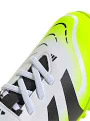 adidas White/Lemon Kids Predator Club Hook and Loop Turf Boots - Image 9 of 12