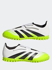 adidas White/Lemon Kids Predator Club Hook and Loop Turf Boots - Image 3 of 12