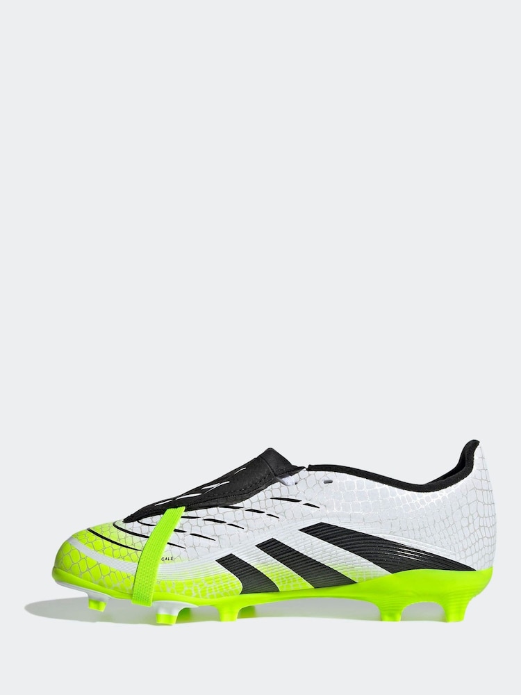 adidas White/Lemon Kids Predator League Fold-Over Tongue Firm/Multi Ground Boots - Image 2 of 10