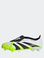 adidas White/Lemon Kids Predator League Fold-Over Tongue Firm/Multi Ground Boots - Image 3 of 10