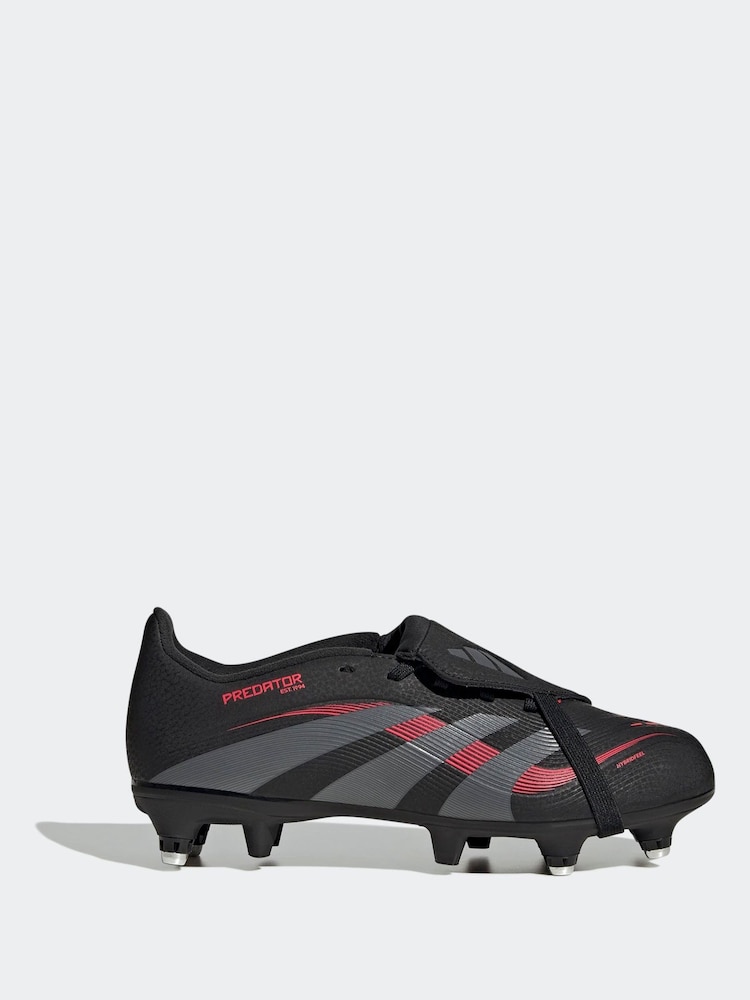 adidas Black/Grey Kids Predator League Fold Over Tongue Soft Ground Boots - Image 1 of 9
