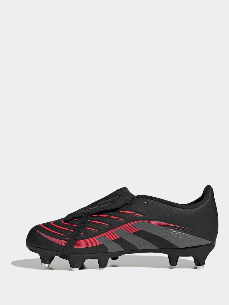 adidas Black/Grey Kids Predator League Fold Over Tongue Soft Ground Boots - Image 2 of 9