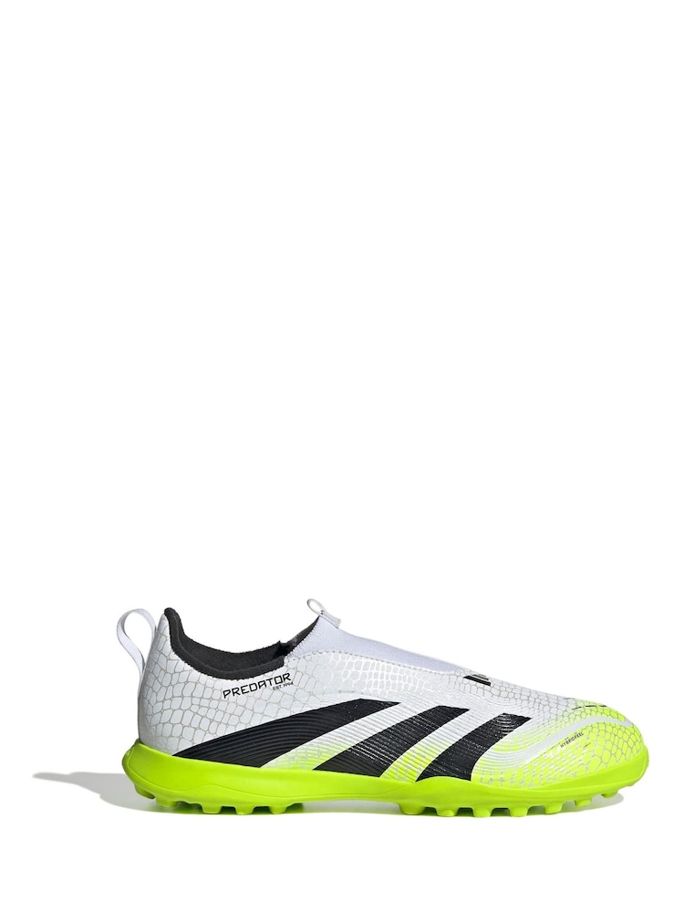 adidas White/Lemon Kids Predator League Laceless Turf Boots - Image 1 of 9