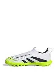 adidas White/Lemon Kids Predator League Laceless Turf Boots - Image 2 of 9