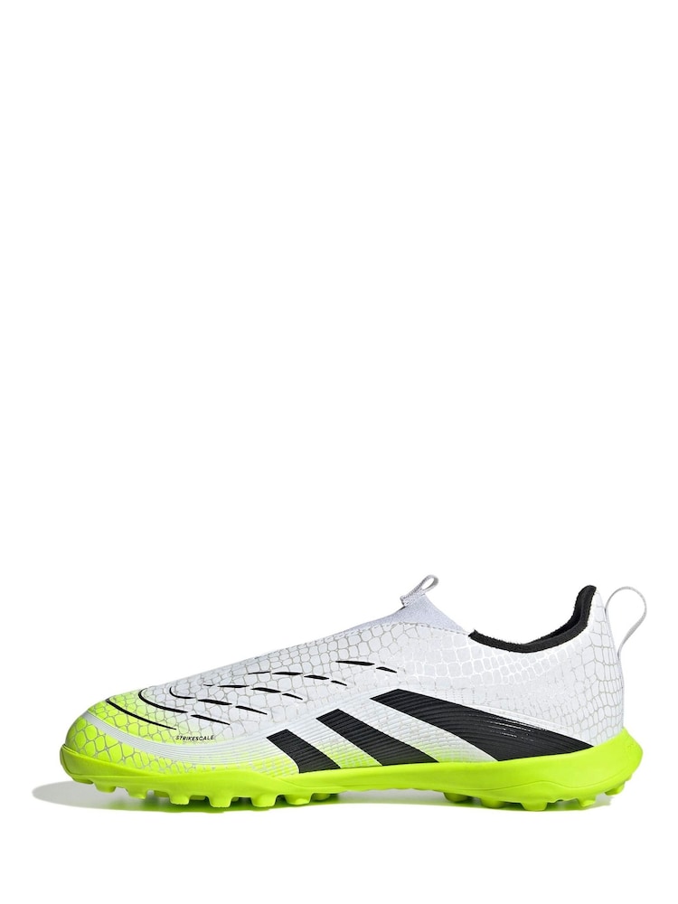 adidas White/Lemon Kids Predator League Laceless Turf Boots - Image 2 of 9