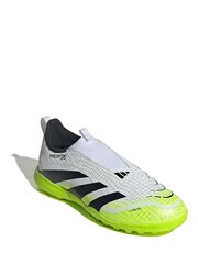 adidas White/Lemon Kids Predator League Laceless Turf Boots - Image 3 of 9