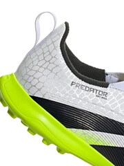 adidas White/Lemon Kids Predator League Laceless Turf Boots - Image 6 of 9