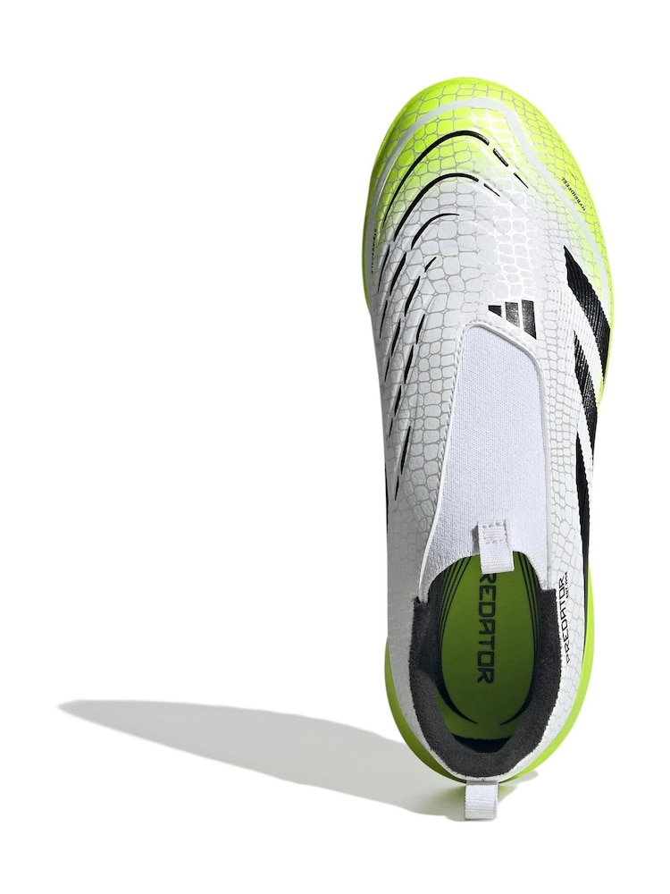 adidas White/Lemon Kids Predator League Laceless Turf Boots - Image 9 of 9
