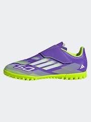 adidas Purple/White Kids F50 Club Hook and Loop Firm/Multi Ground Boots - Image 2 of 11