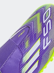 adidas Purple/White Kids F50 Club Hook and Loop Firm/Multi Ground Boots - Image 9 of 11