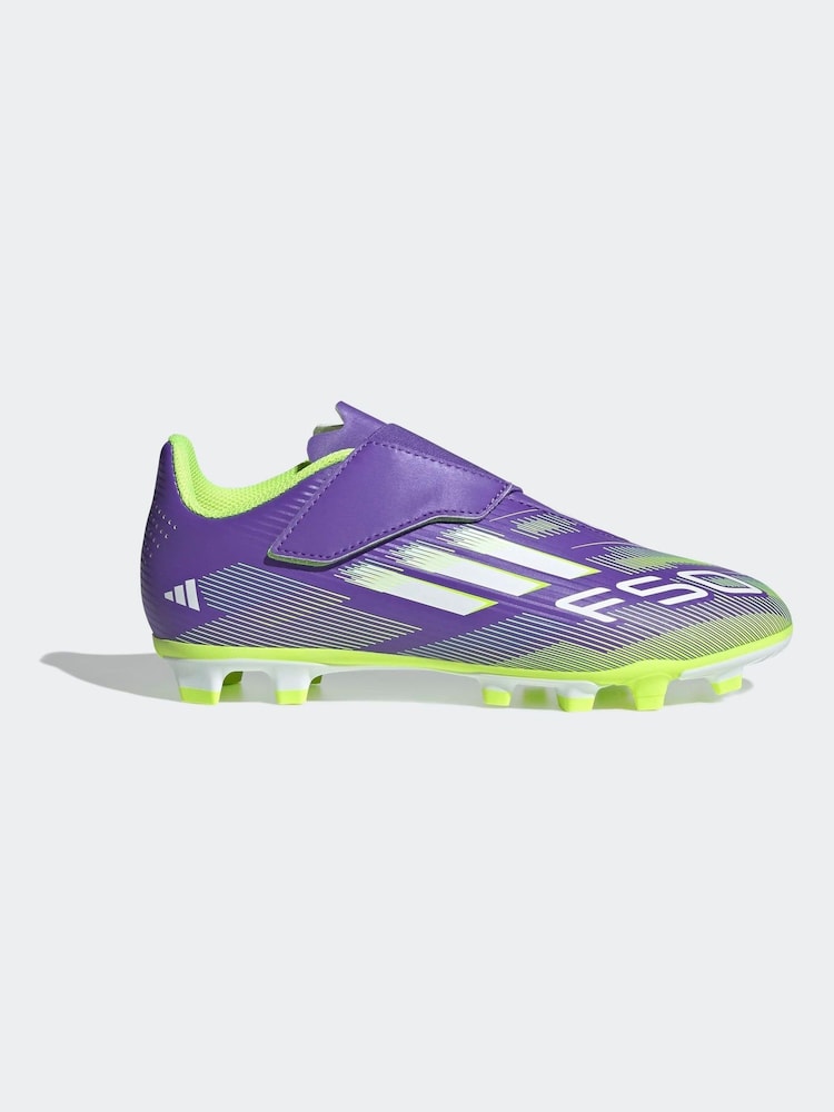 adidas Purple/White Kids F50 Club Hook and Loop Firm/Multi Ground Boots - Image 1 of 11