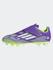 adidas Purple/White Kids F50 Club Hook and Loop Firm/Multi Ground Boots - Image 2 of 11