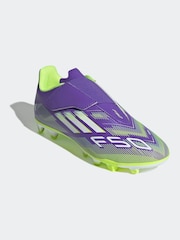 adidas Purple/White Kids F50 Club Hook and Loop Firm/Multi Ground Boots - Image 3 of 11
