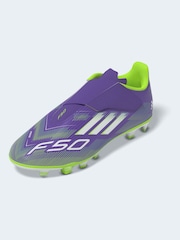 adidas Purple/White Kids F50 Club Hook and Loop Firm/Multi Ground Boots - Image 4 of 11