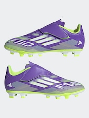 adidas Purple/White Kids F50 Club Hook and Loop Firm/Multi Ground Boots - Image 6 of 11
