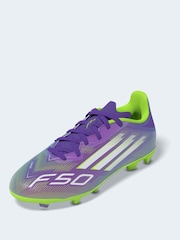 adidas Purple/White Kids F50 League Firm/Multi Ground Boots - Image 4 of 12