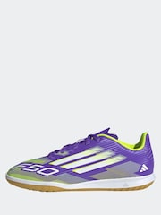 adidas Purple/White Kids F50 Club Indoor Boots - Image 2 of 12