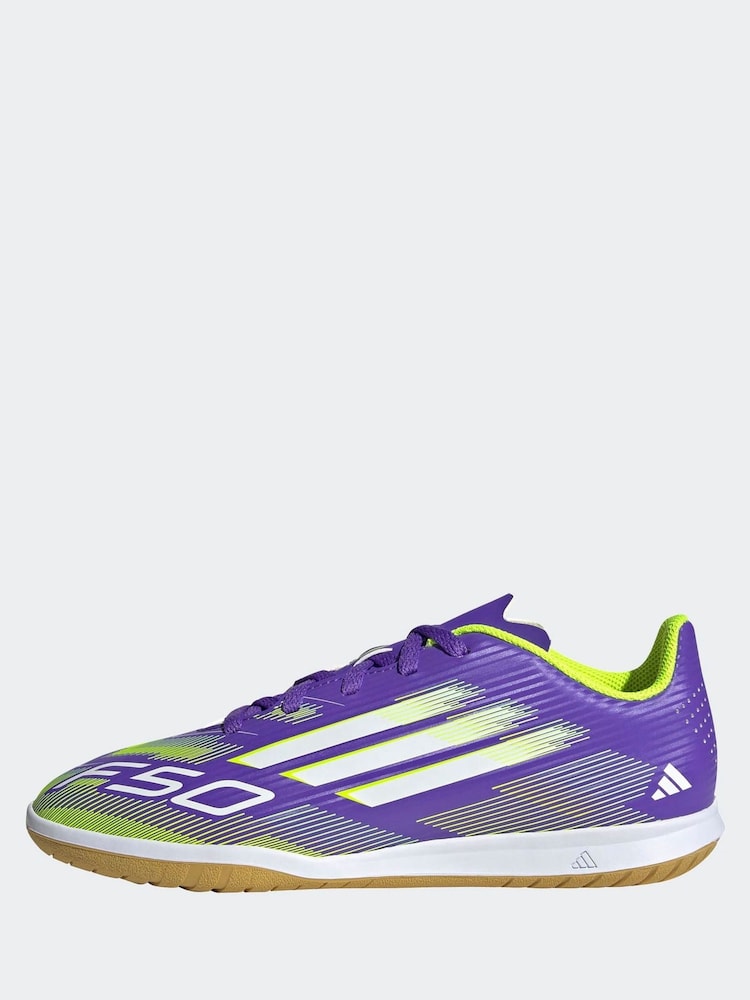 adidas Purple/White Kids F50 Club Indoor Boots - Image 2 of 12