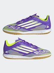 adidas Purple/White Kids F50 Club Indoor Boots - Image 3 of 12