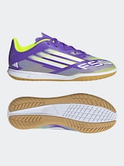adidas Purple/White Kids F50 Club Indoor Boots - Image 5 of 12