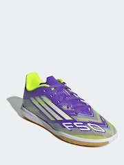 adidas Purple/White Kids F50 Club Indoor Boots - Image 9 of 12