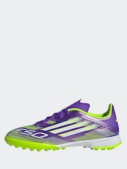 adidas Purple/White Kids F50 League Turf Boots - Image 2 of 11