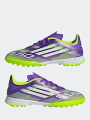 adidas Purple/White Kids F50 League Turf Boots - Image 3 of 11
