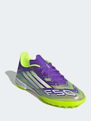 adidas Purple/White Kids F50 League Turf Boots - Image 8 of 11