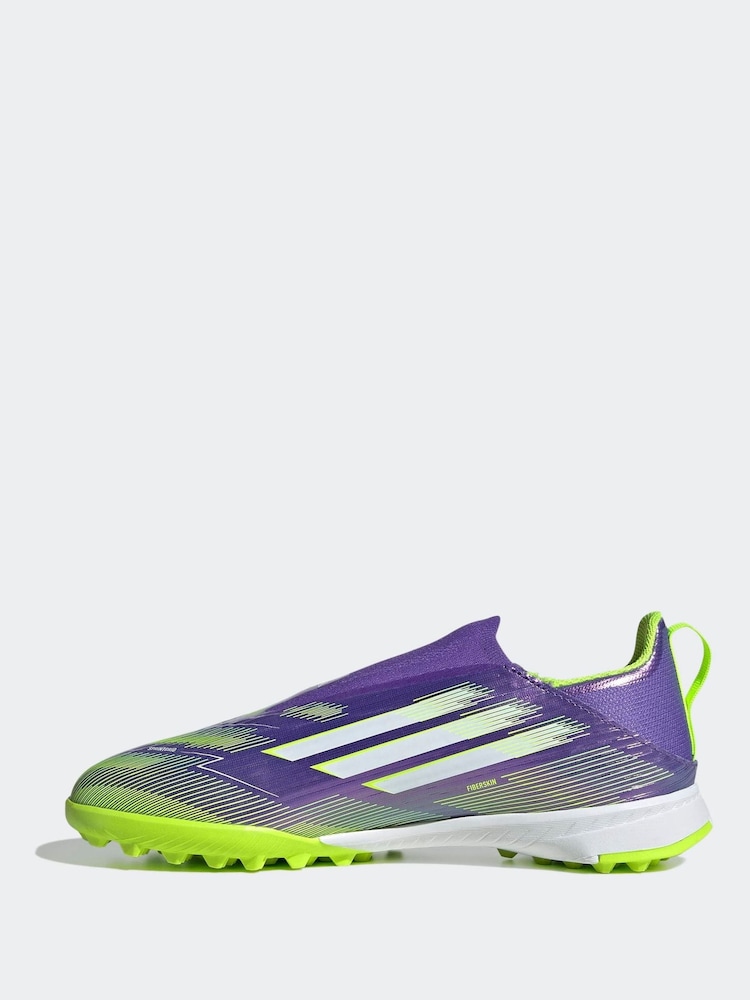 adidas Purple/White Kids F50 League Laceless Firm/Multi Ground Boots - Image 2 of 10 adidas Purple/White Kids F50 League Laceless Firm/Multi Ground Boots - Image 2 of 10