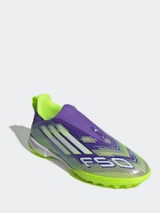 adidas Purple/White Kids F50 League Laceless Firm/Multi Ground Boots - Image 4 of 10