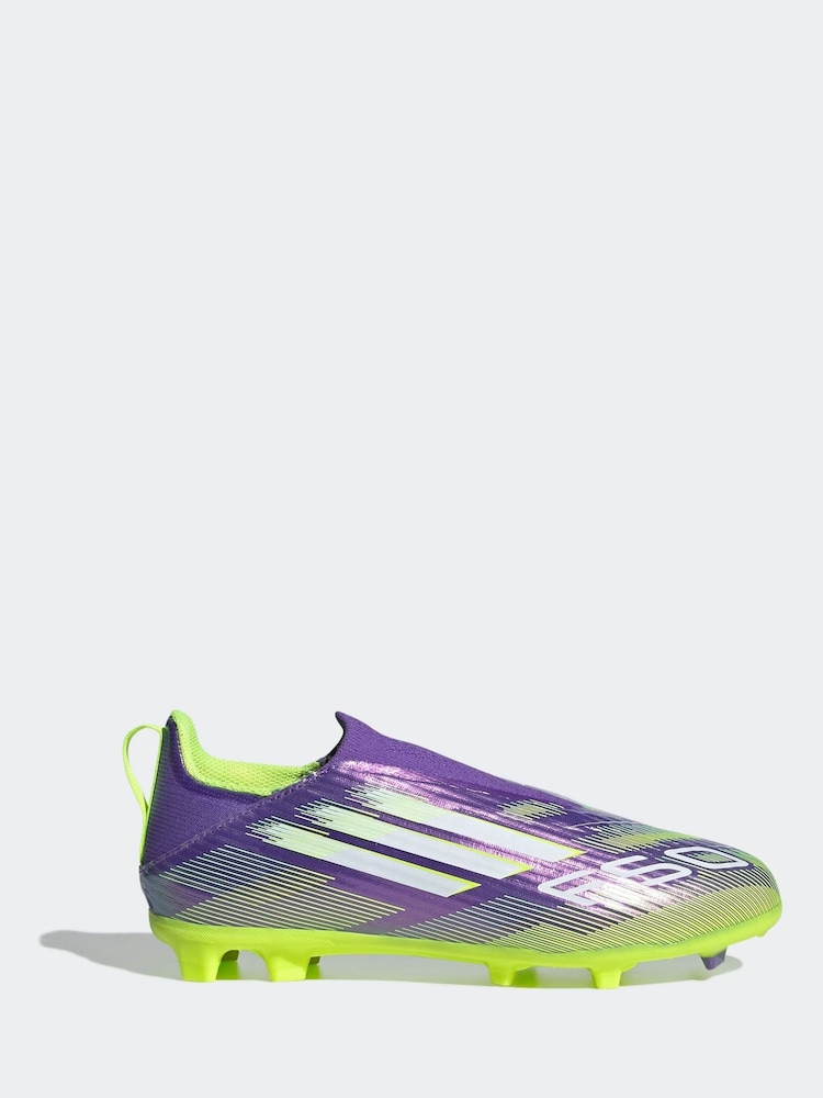 adidas Purple/White Kids F50 League Laceless Turf Boots - Image 1 of 11