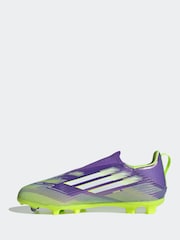 adidas Purple/White Kids F50 League Laceless Turf Boots - Image 2 of 11