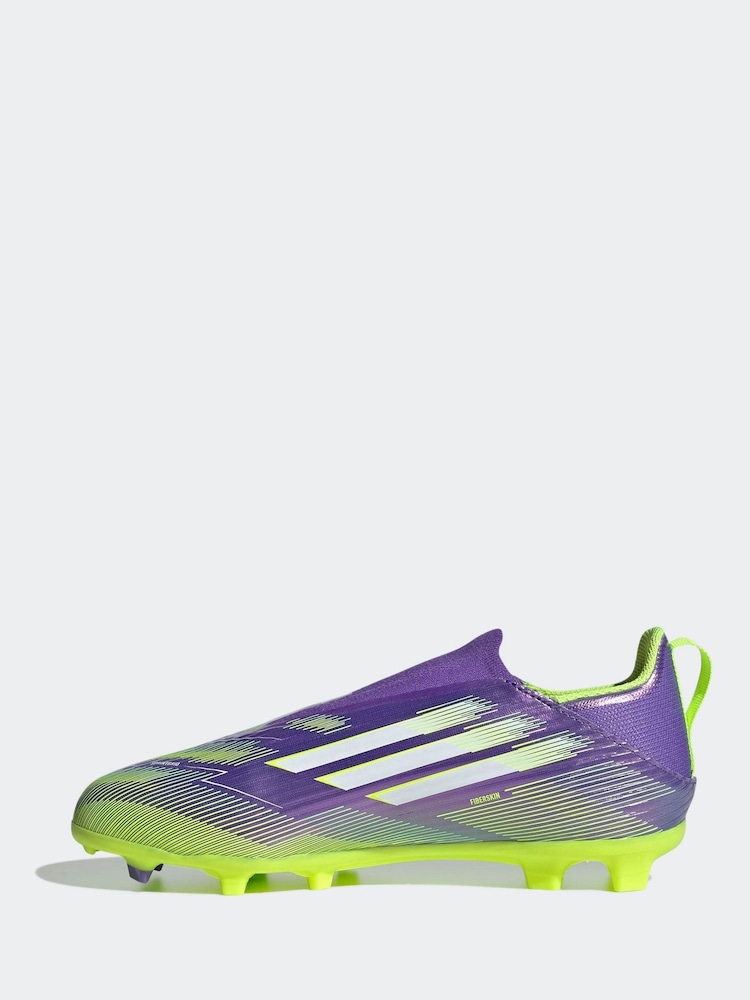 adidas Purple/White Kids F50 League Laceless Turf Boots - Image 2 of 11