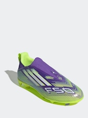 adidas Purple/White Kids F50 League Laceless Turf Boots - Image 3 of 11
