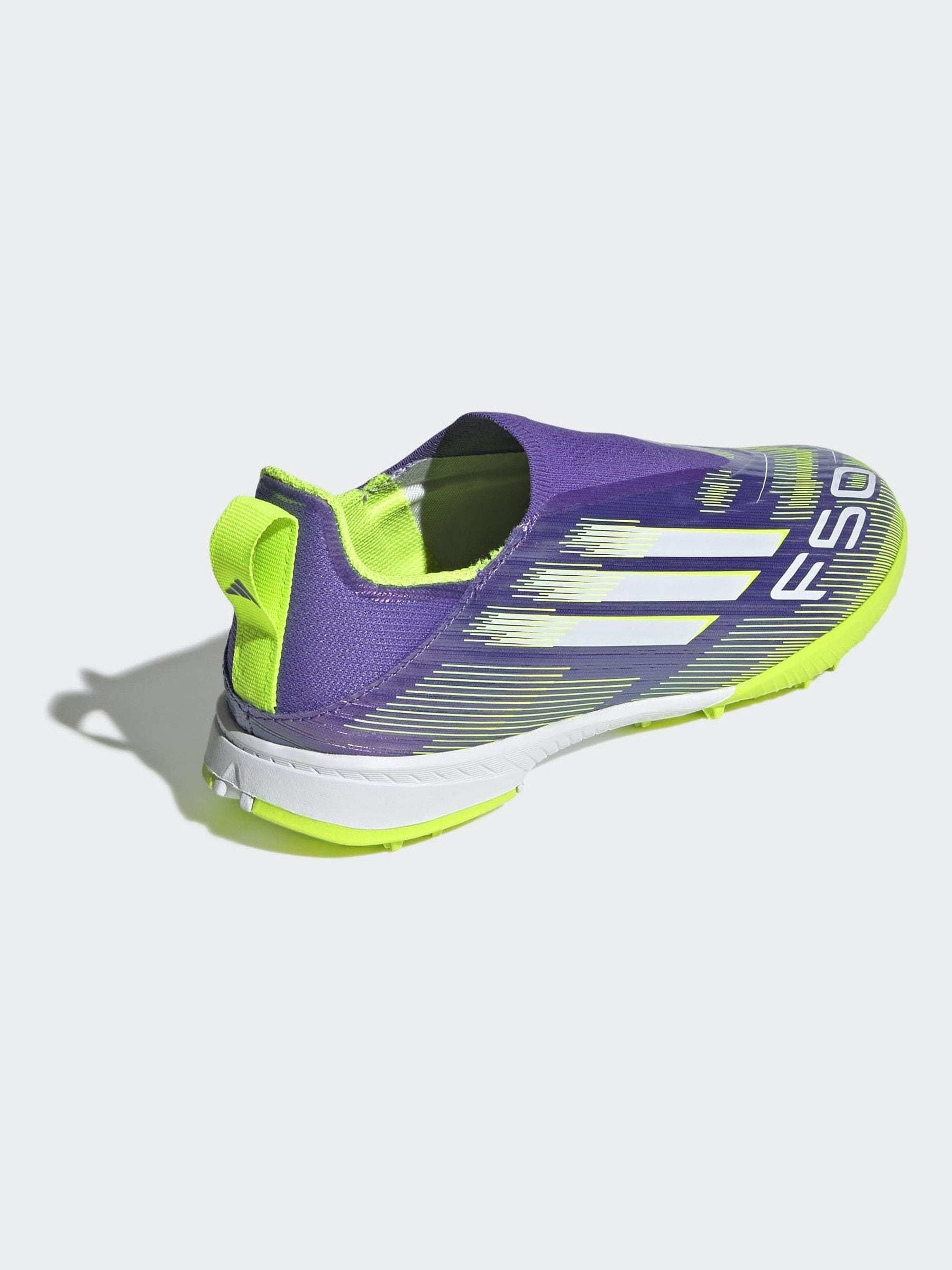 Buy adidas Purple/Lime Kids F50 League Laceless Turf Boots from