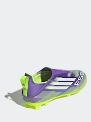 adidas Purple/White Kids F50 League Laceless Turf Boots - Image 4 of 11