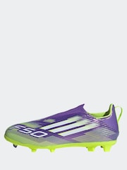 adidas Purple/White Kids F50 League Laceless Turf Boots - Image 5 of 11