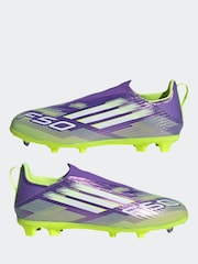 adidas Purple/White Kids F50 League Laceless Turf Boots - Image 6 of 11